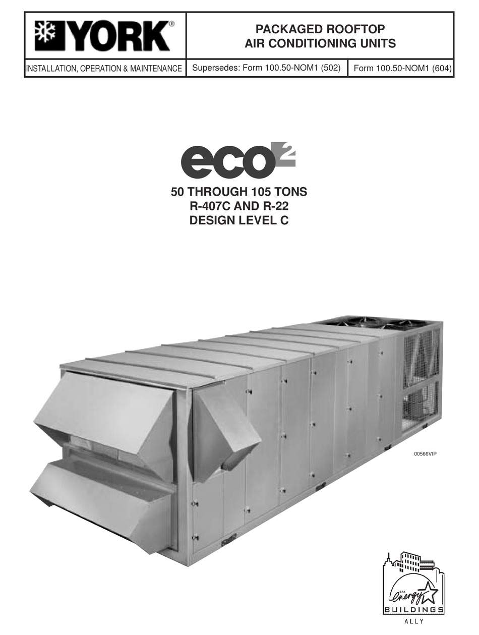 YORK ECO2 050 INSTALLATION OPERATION & MAINTENANCE Pdf Download