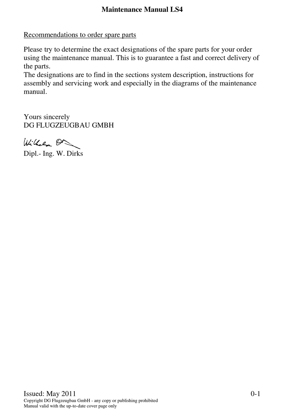 DG FLUGZEUGBAU LS4 MAINTENANCE MANUAL Pdf Download ManualsLib