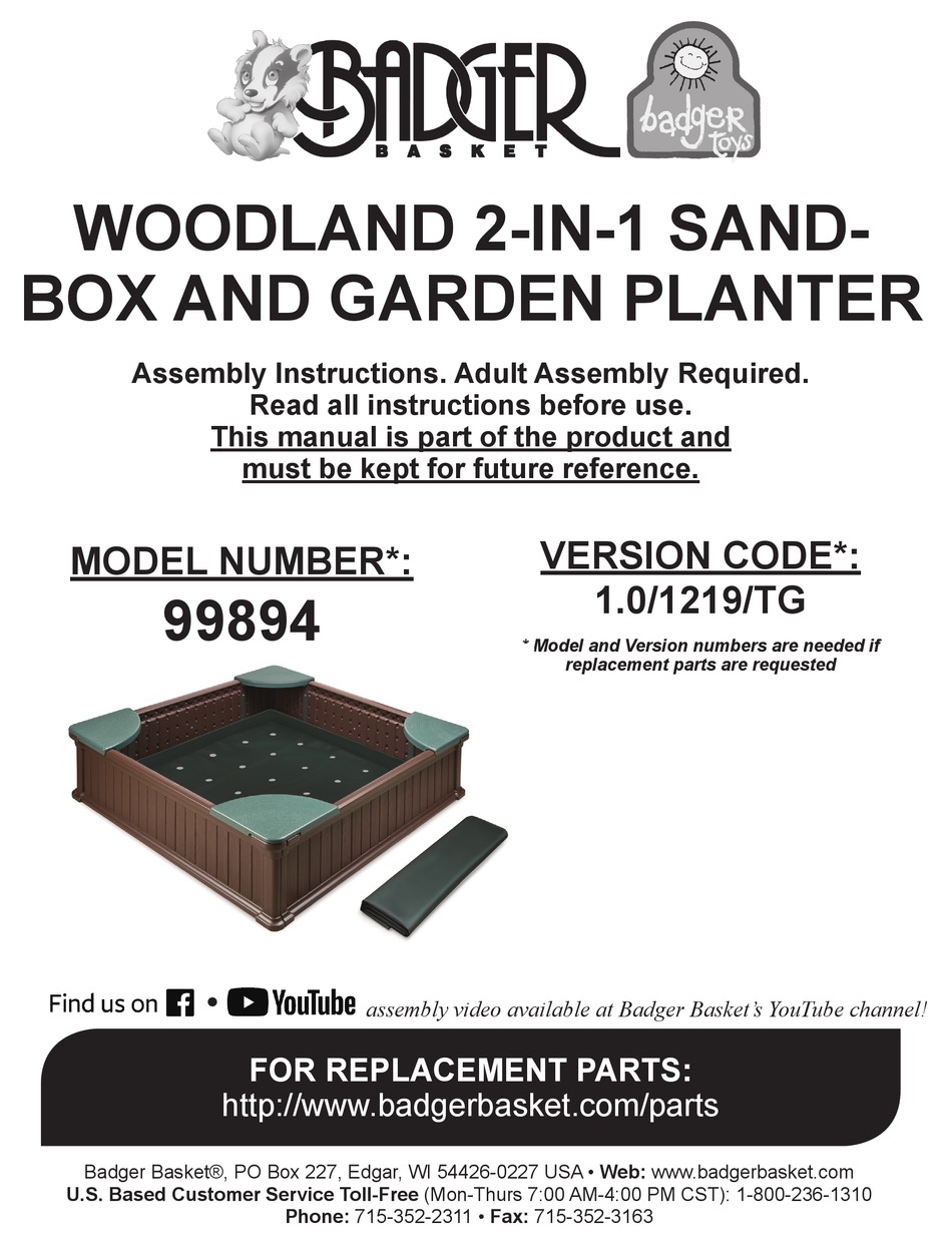 BADGER BASKET WOODLAND ASSEMBLY INSTRUCTIONS MANUAL Pdf Download