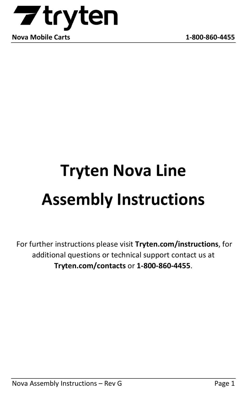 TRYTEN NOVA LINE ASSEMBLY INSTRUCTIONS MANUAL Pdf Download ManualsLib