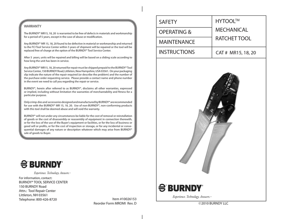 burndy-hytool-mr15-operating-maintenance-instructions-pdf-download