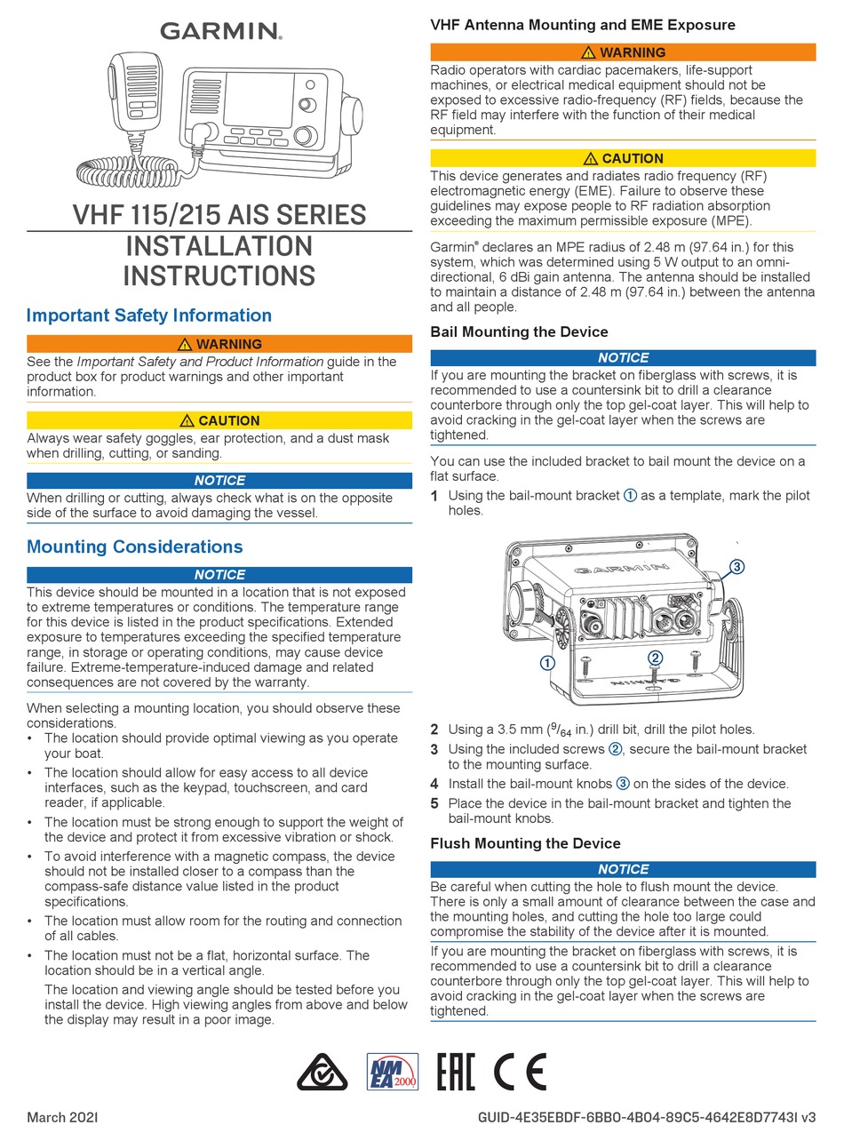 GARMIN VHF 115 SERIES INSTALLATION INSTRUCTIONS Pdf Download ManualsLib