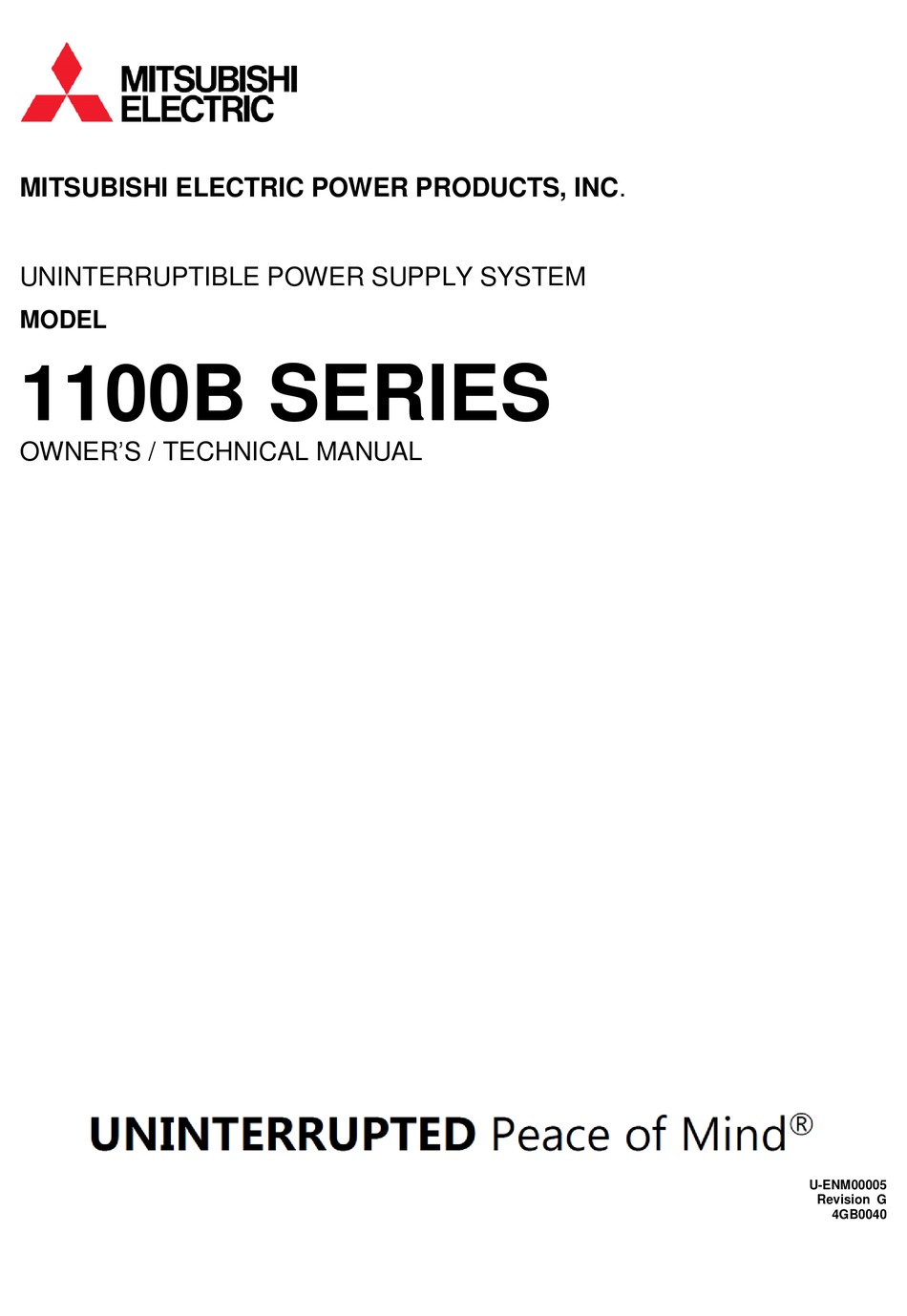 MITSUBISHI ELECTRIC 1100B SERIES OWNER TECHNICAL MANUAL Pdf Download ...