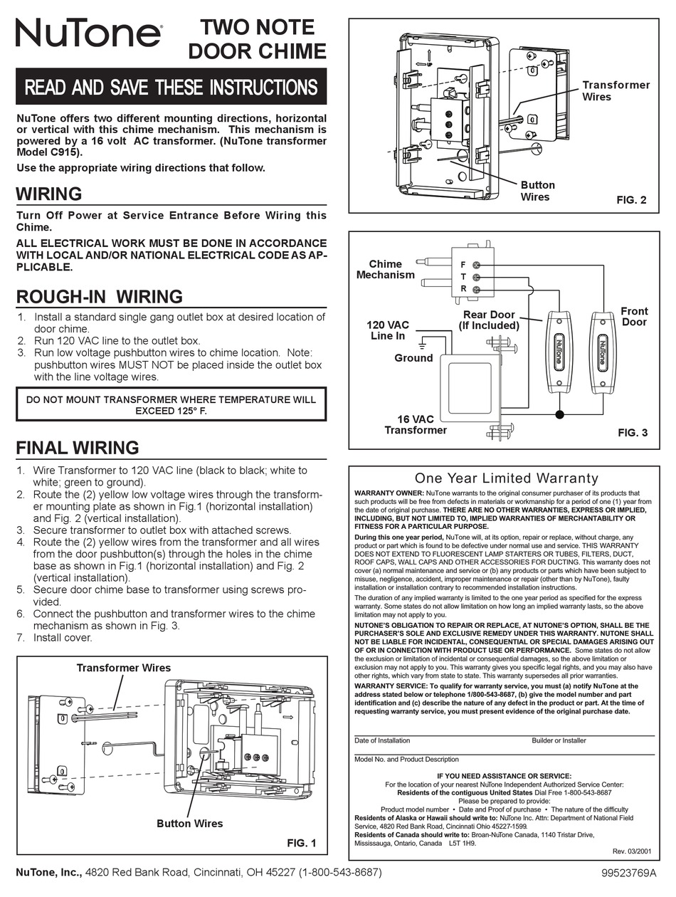 NUTONE BK142LWH INSTRUCTIONS Pdf Download ManualsLib