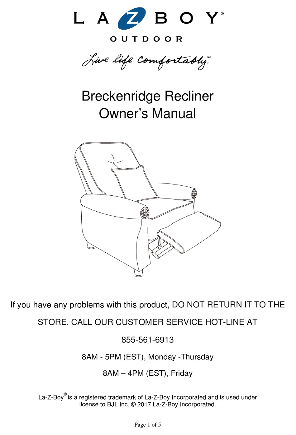 LAZBOY BRECKENRIDGE RECLINER OWNER'S MANUAL Pdf Download ManualsLib