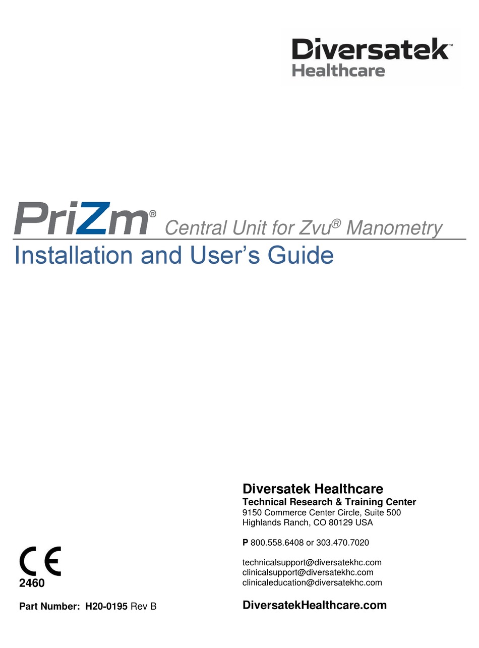 DIVERSATEK HEALTHCARE PRIZM INSTALLATION AND USER MANUAL Pdf Download