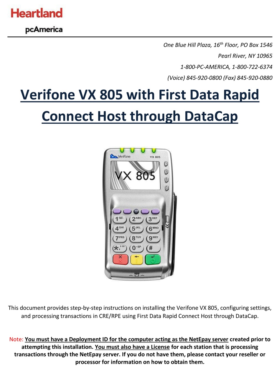 VERIFONE VX 805 STEPBYSTEP INSTRUCTIONS Pdf Download ManualsLib