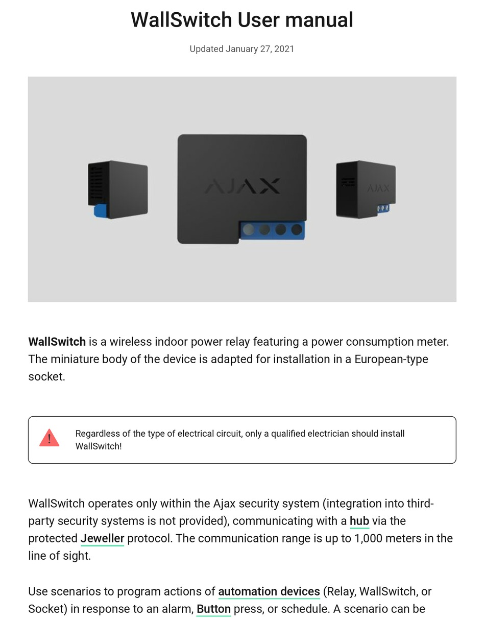 AJAX WALLSWITCH USER MANUAL Pdf Download ManualsLib