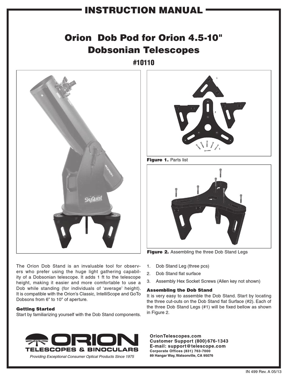 ORION TELESCOPES BINOCULARS 10110 INSTRUCTION MANUAL Pdf Download 