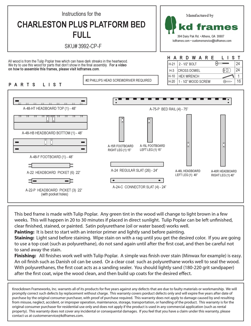 KD FRAMES CHARLESTON PLUS 3992CPF INSTRUCTIONS Pdf Download ManualsLib