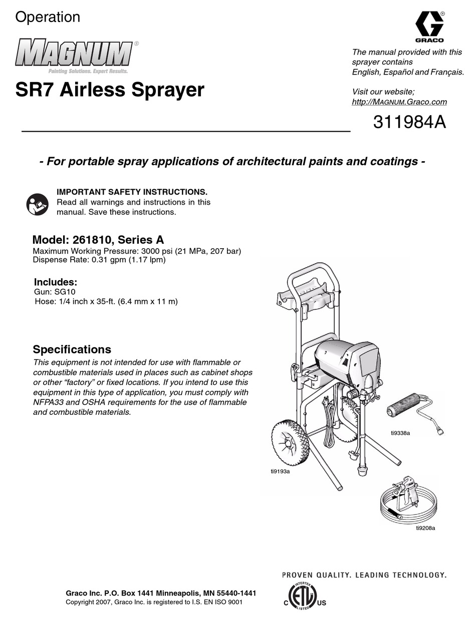 GRACO MAGNUM SR7 OPERATION Pdf Download ManualsLib