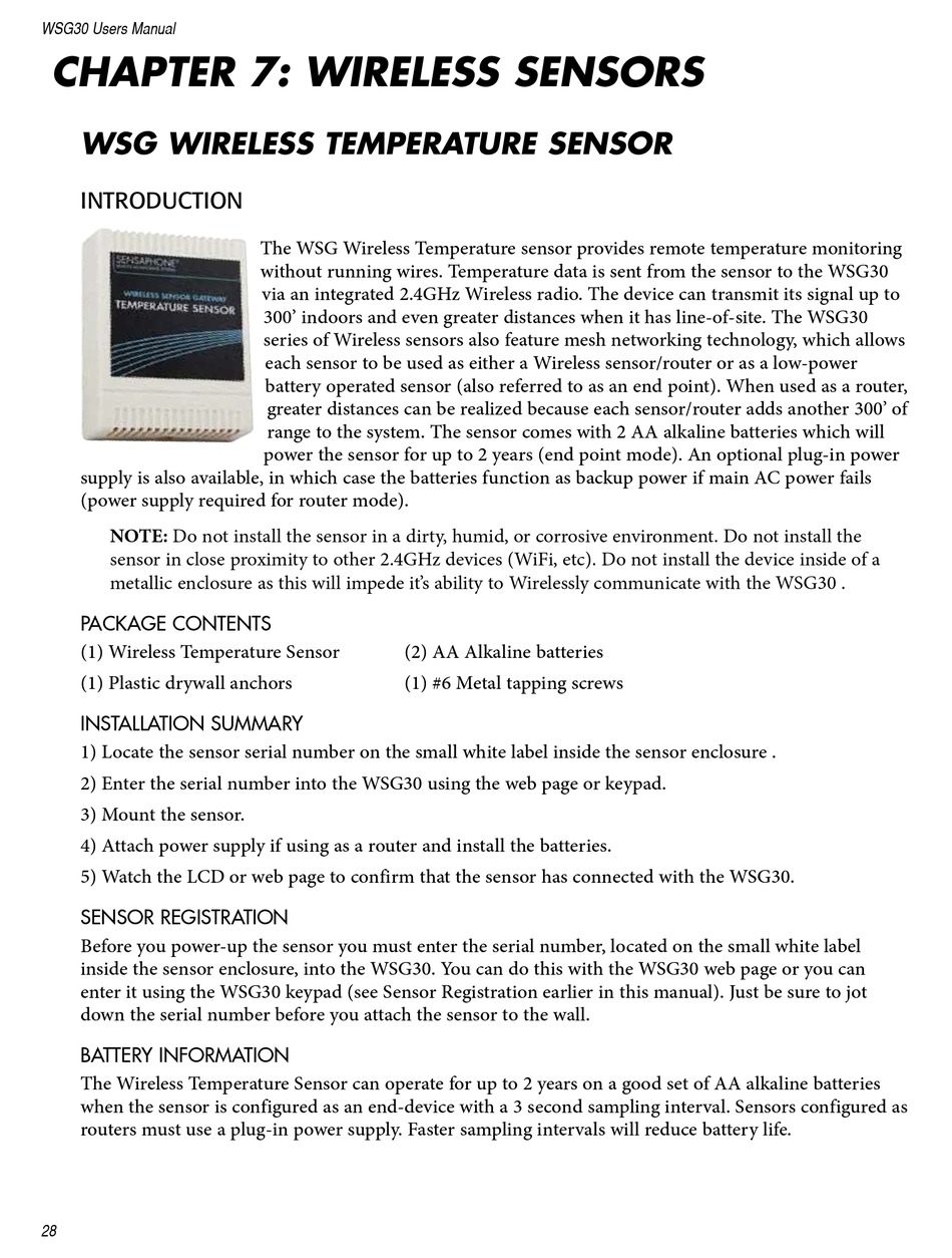 SENSAPHONE WSG30 USER MANUAL Pdf Download ManualsLib