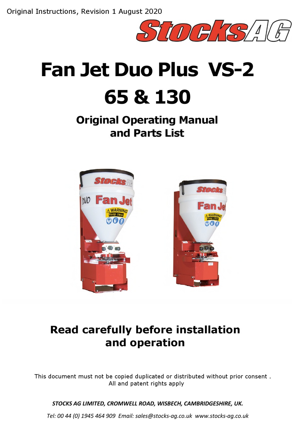 STOCKS AG FAN JET DUO PLUS VS2 65 ORIGINAL OPERATING MANUAL AND PARTS LIST Pdf Download