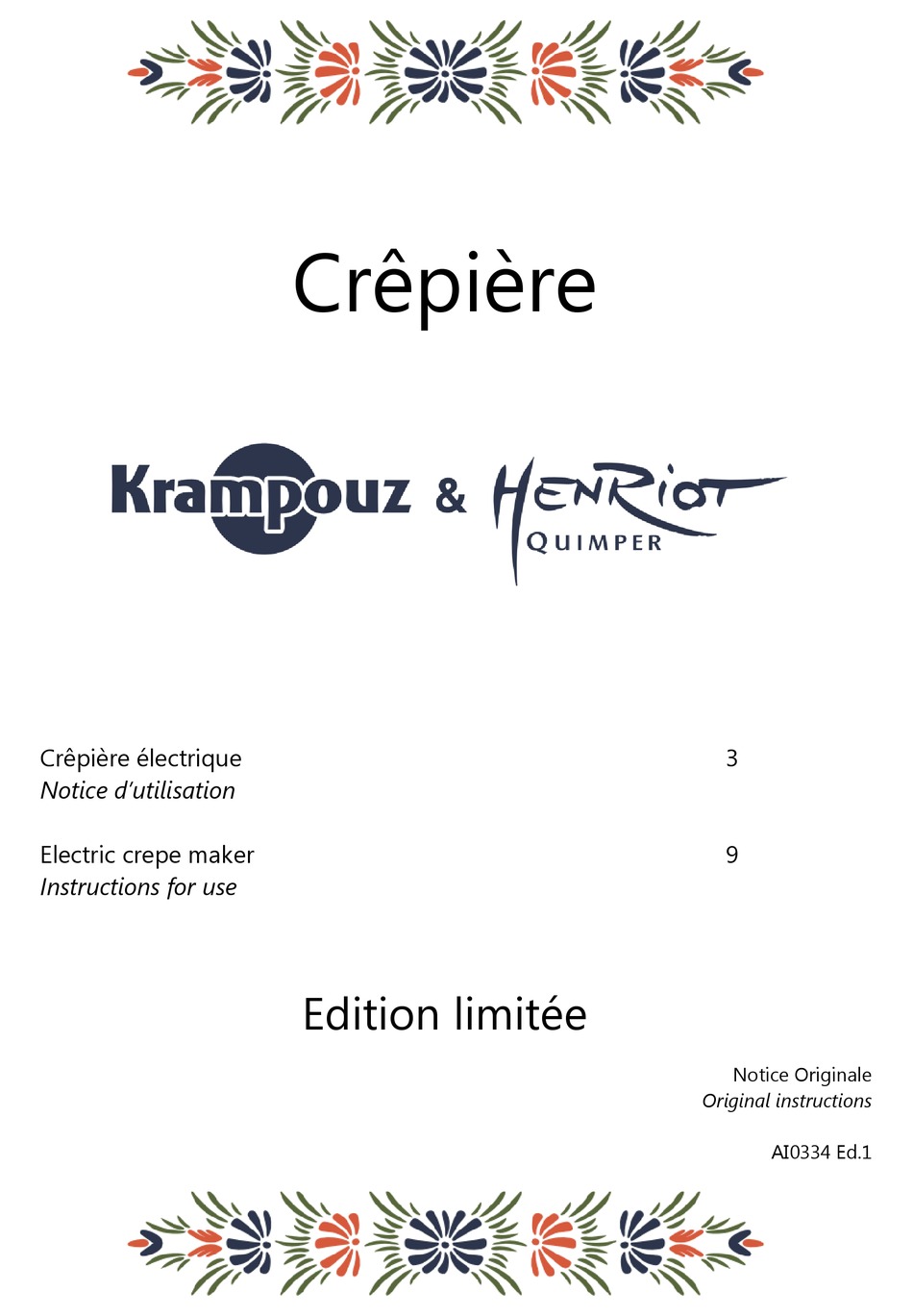 Crêpière Krampouz et Henriot-Quimper