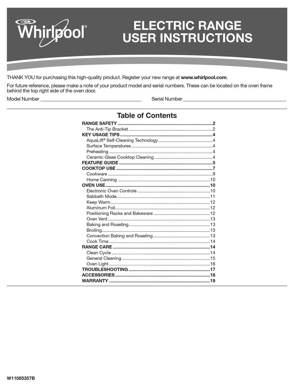 WHIRLPOOL WFE775H0HZ1 USER INSTRUCTIONS Pdf Download ManualsLib