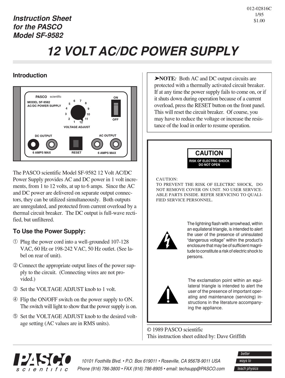 AC/DC Power Supply (12 V, 3 A) - SF-9581 - Products