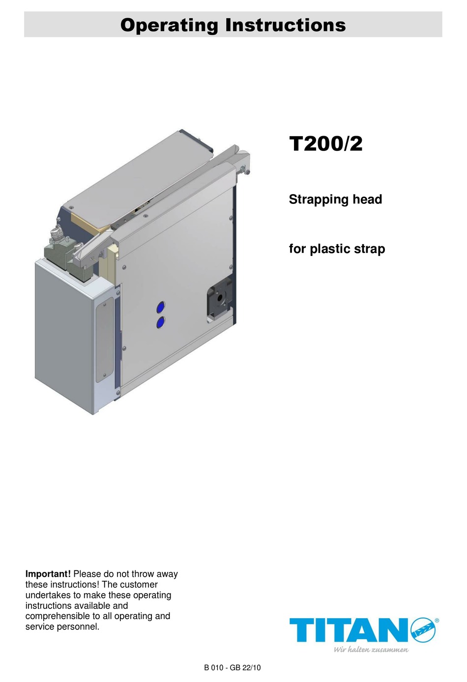 TITAN T200/2 OPERATING INSTRUCTIONS MANUAL Pdf Download ManualsLib
