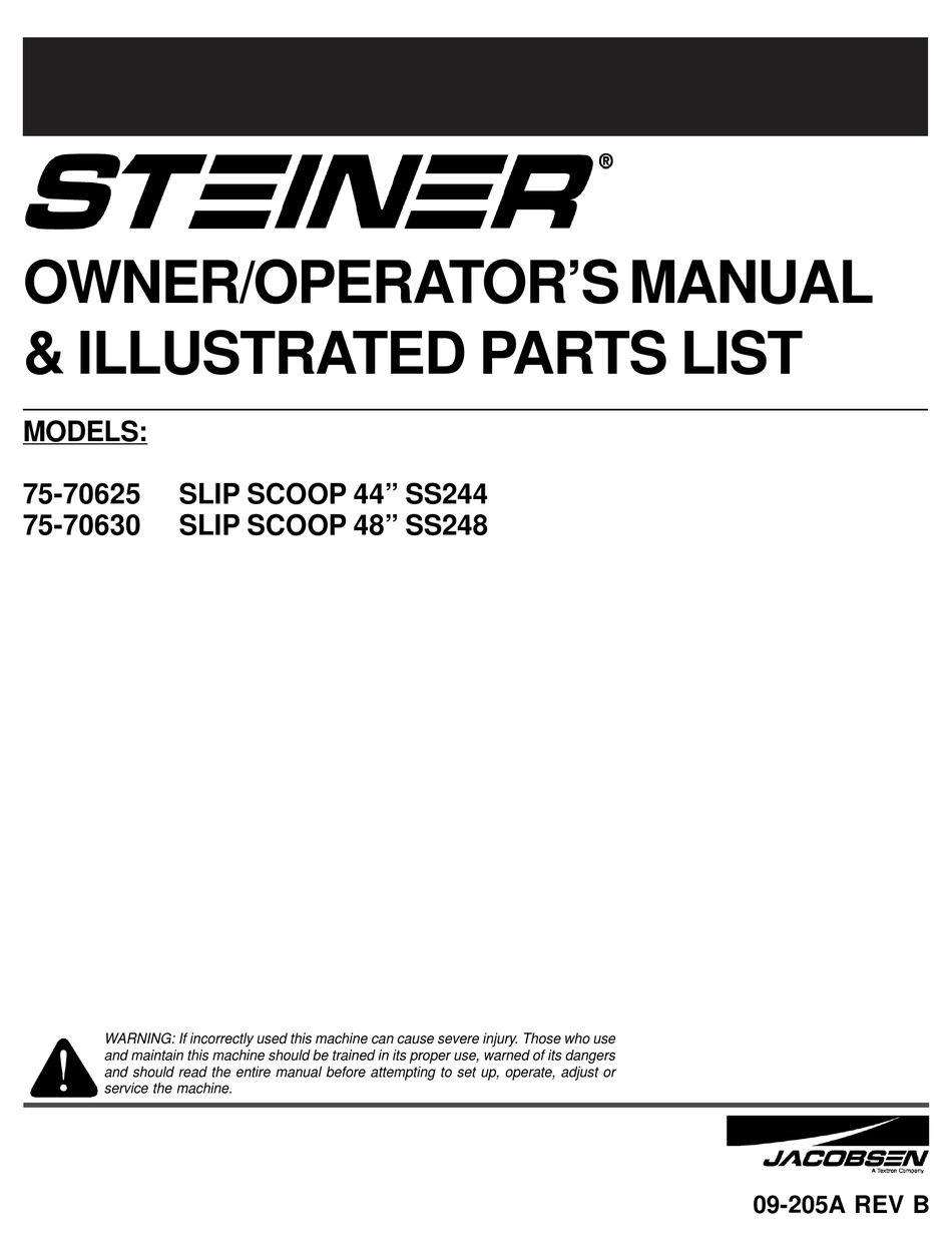 STEINER SS244 OWNER/OPERATOR'S MANUAL & ILLUSTRATED PARTS LIST Pdf