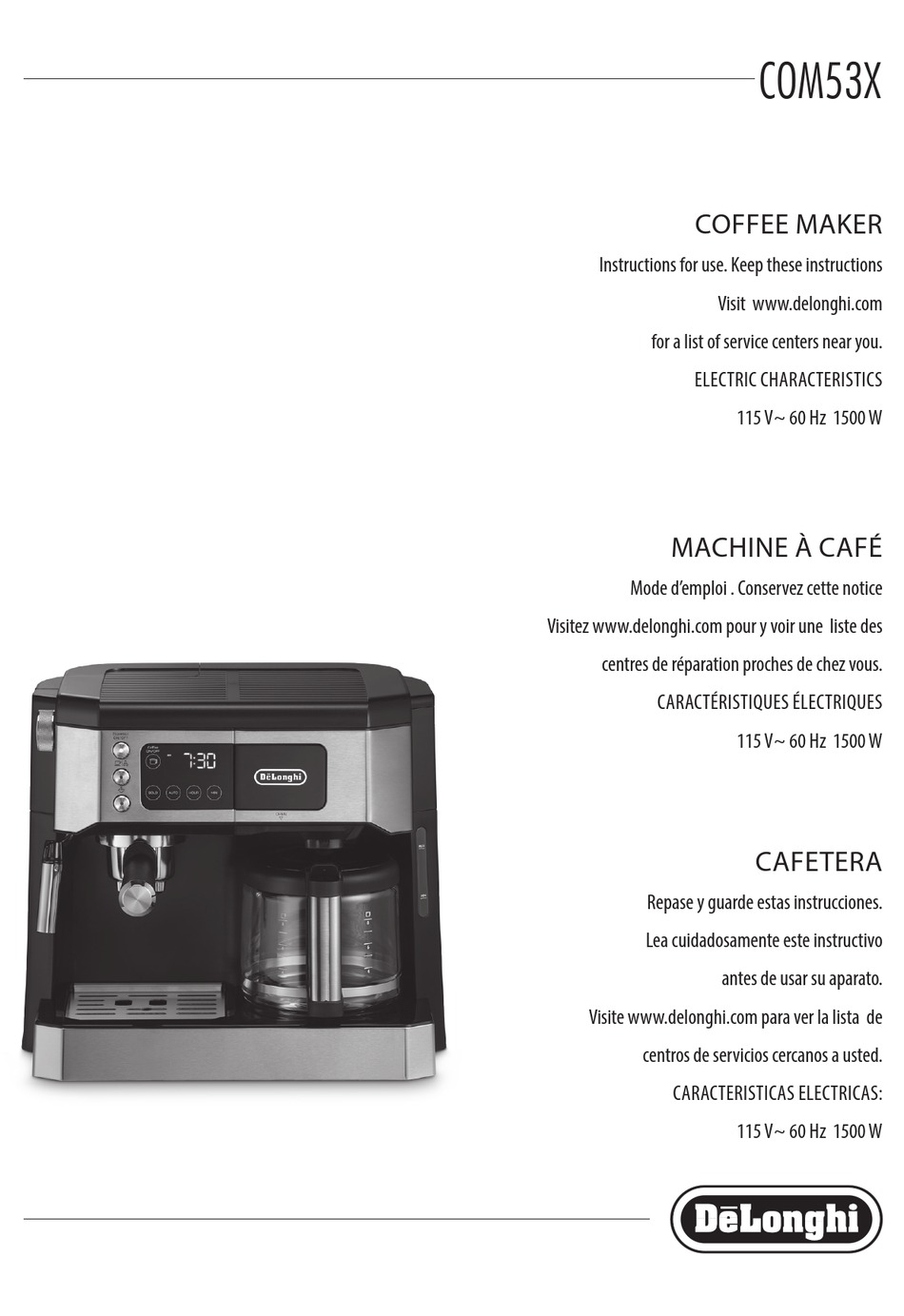 Hot Water - DeLonghi COM53 Series Instructions For Use Manual [Page 10] |  ManualsLib