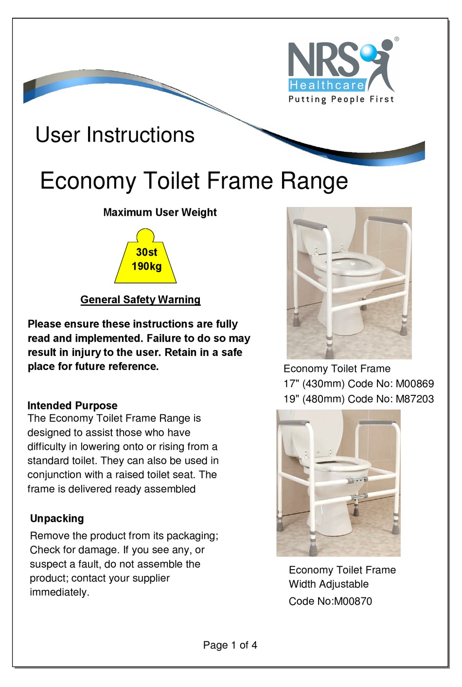 NRS HEALTHCARE M00869 USER INSTRUCTIONS Pdf Download ManualsLib