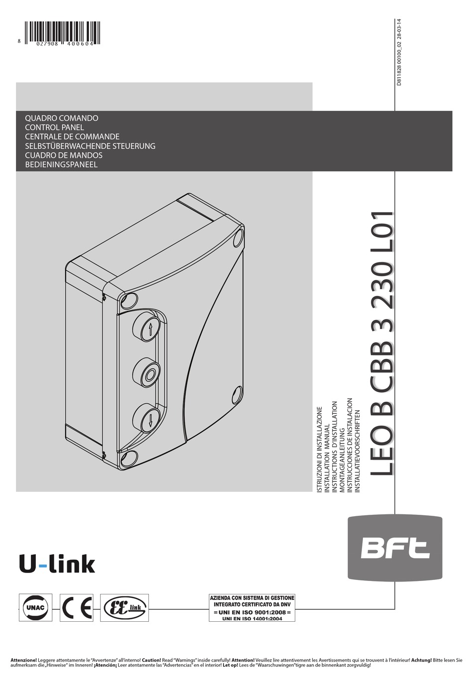 BFT LEO B CBB 3 230 L01 INSTALLATION MANUAL Pdf Download | ManualsLib