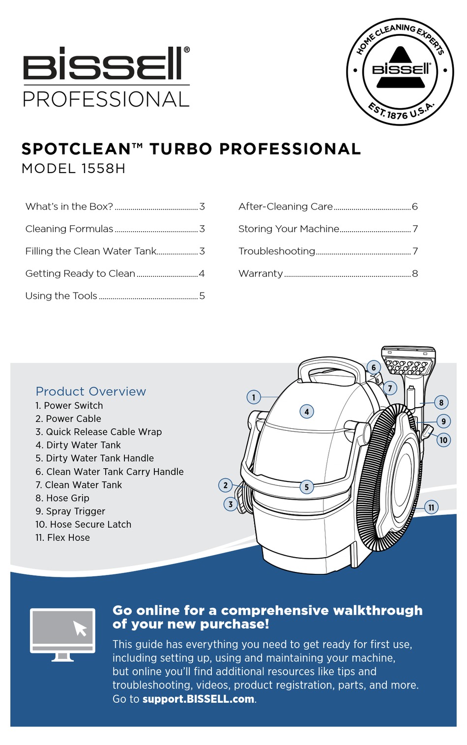 BISSELL SPOTCLEAN 1558H ORIGINAL INSTRUCTIONS MANUAL Pdf Download