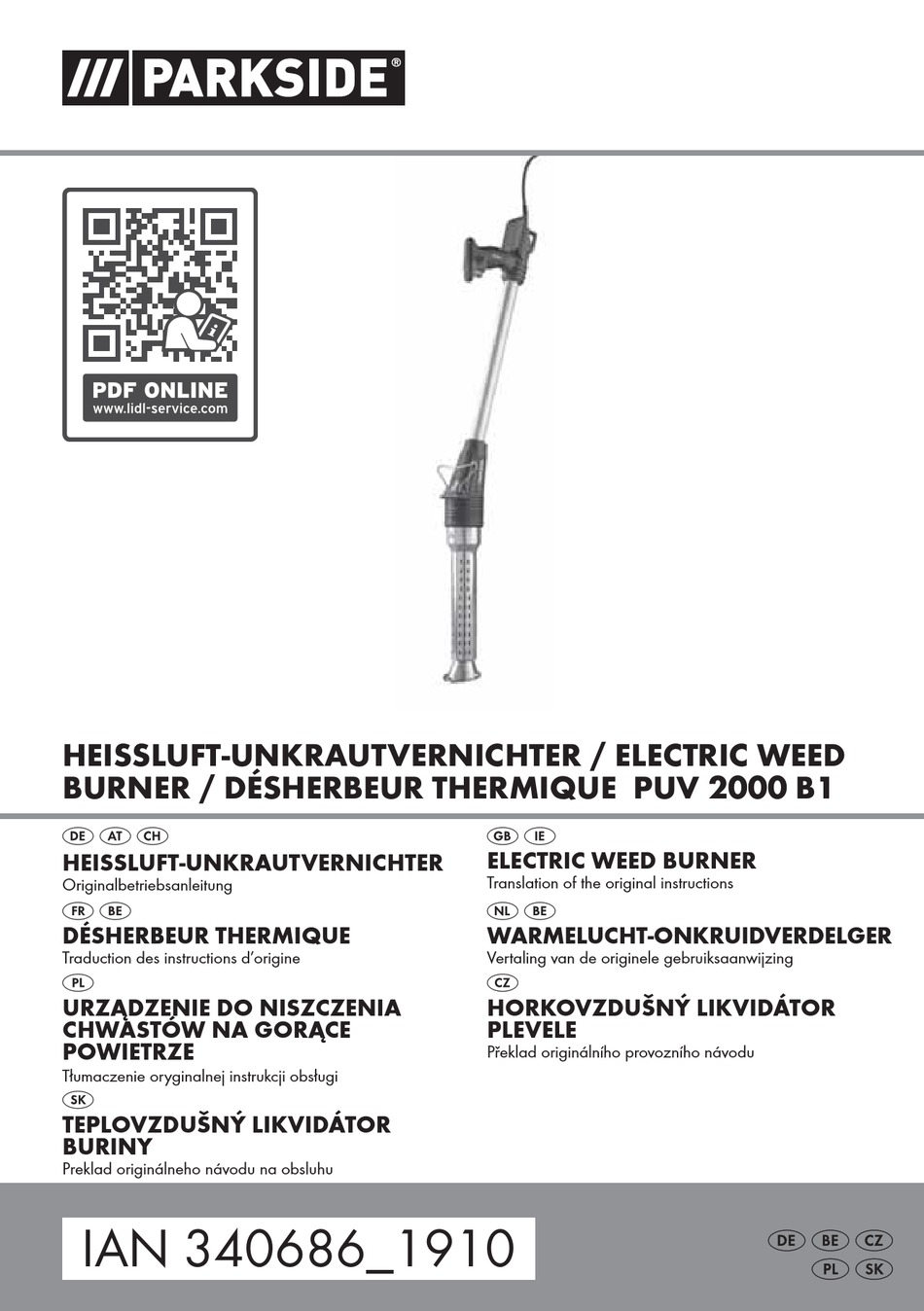 PARKSIDE PUV 2000 B1 TRANSLATION OF THE ORIGINAL INSTRUCTIONS Pdf Download ManualsLib