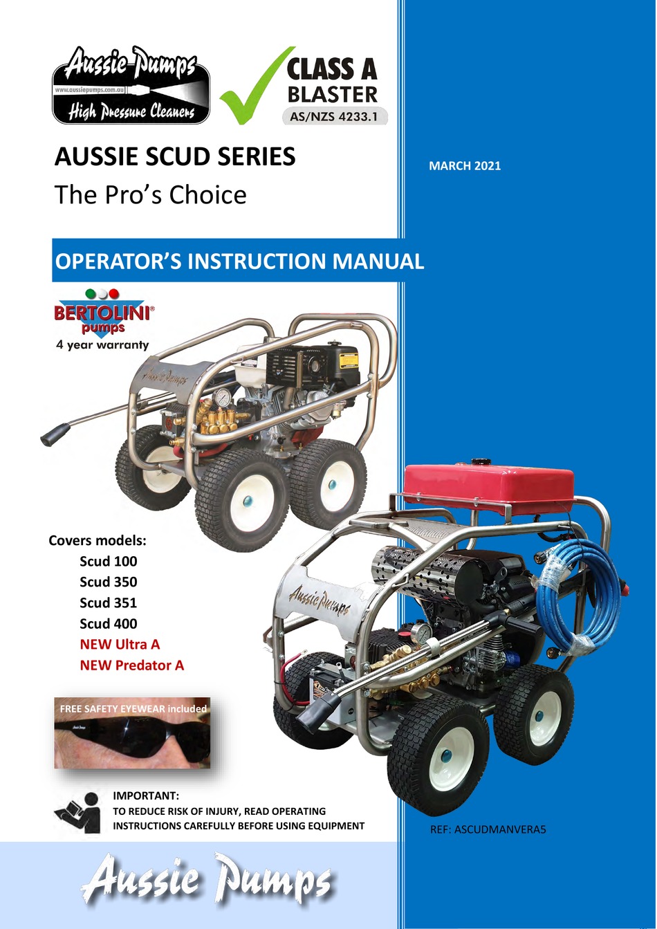 AUSSIE PUMPS SCUD SERIES OPERATOR'S INSTRUCTION MANUAL Pdf Download