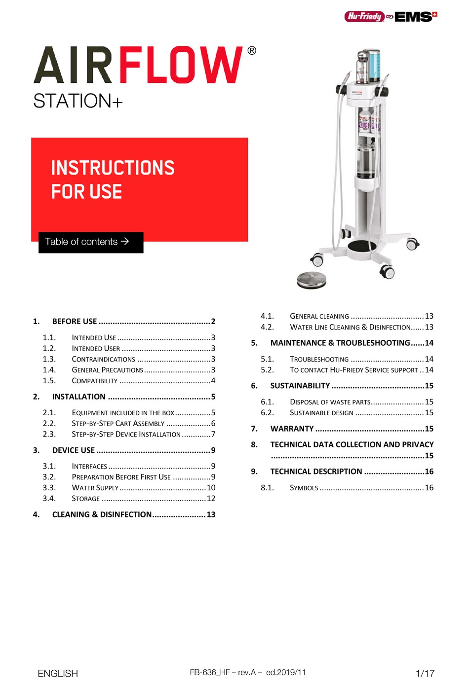 HUFRIEDY EMS AIRFLOW STATION+ INSTRUCTIONS FOR USE MANUAL Pdf Download