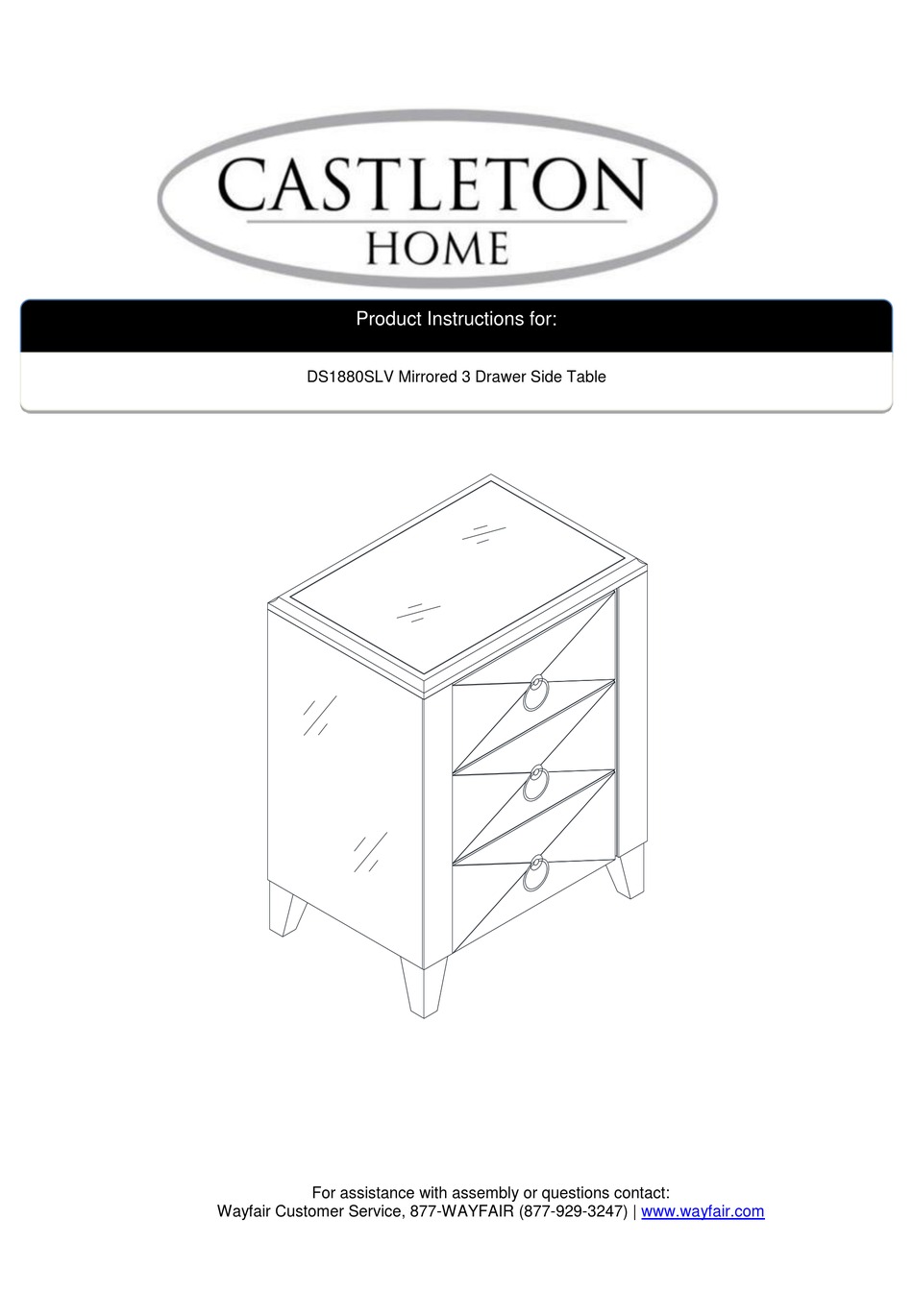 CASTLETON HOME DS1880SLV PRODUCT INSTRUCTIONS Pdf Download ManualsLib