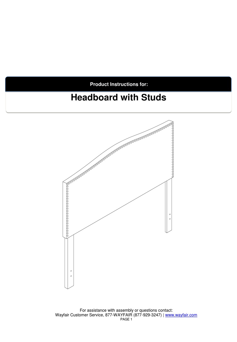 WAYFAIR HEADBOARD WITH STUDS PRODUCT INSTRUCTIONS Pdf Download ManualsLib