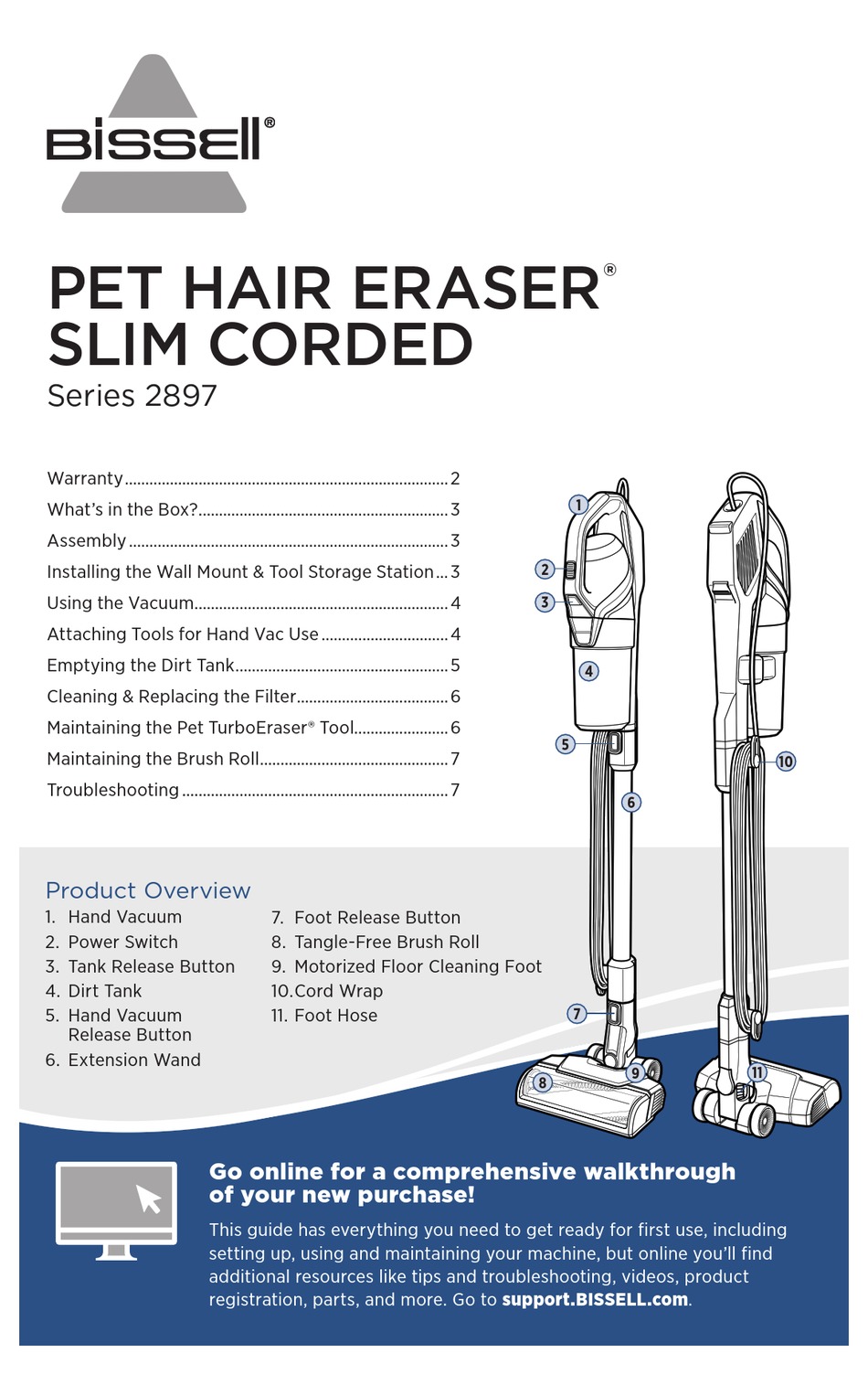 Bissell PET HAIR ERASER 2897 Series 