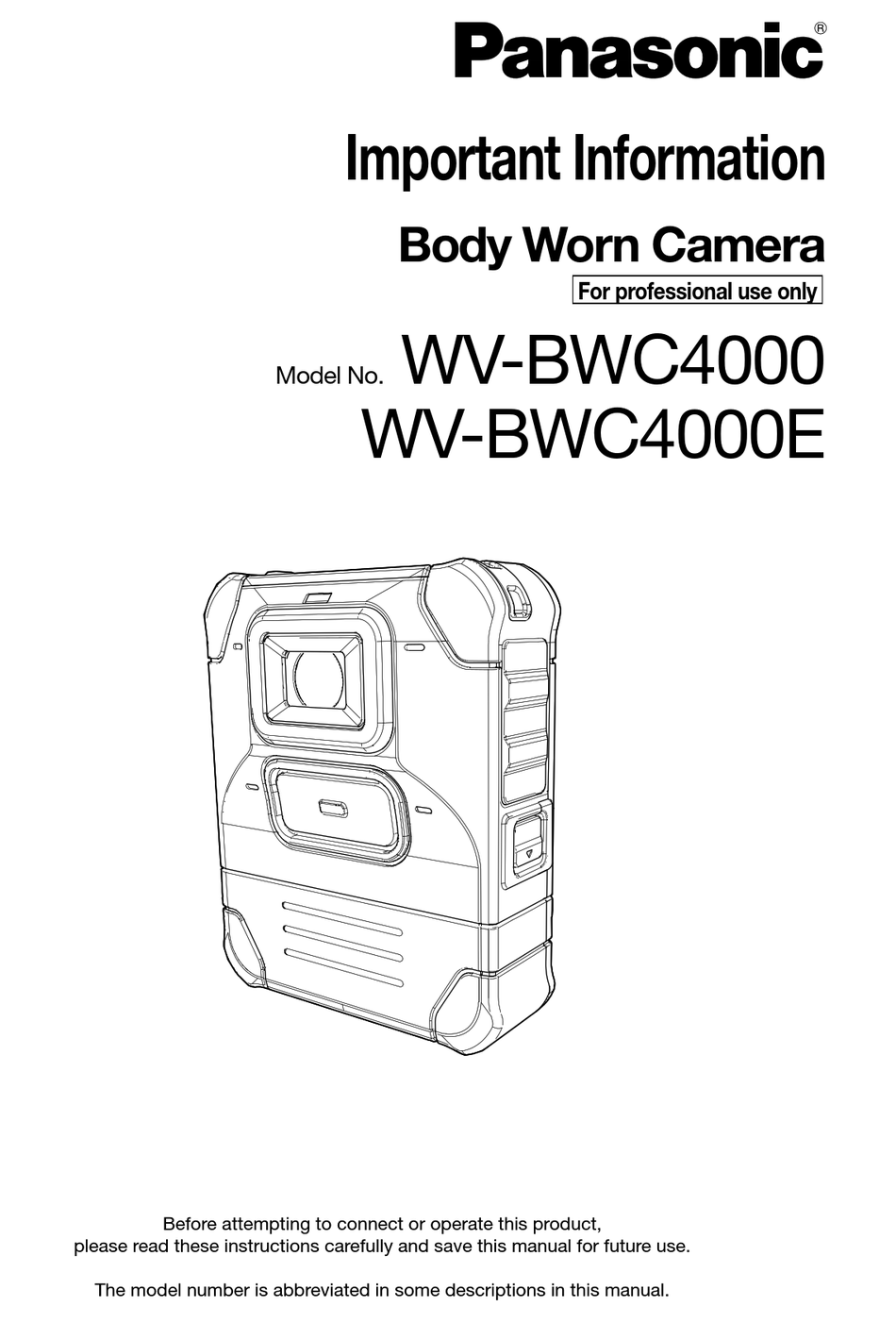 PANASONIC WV-BWC4000 IMPORTANT INFORMATION MANUAL Pdf Download | ManualsLib