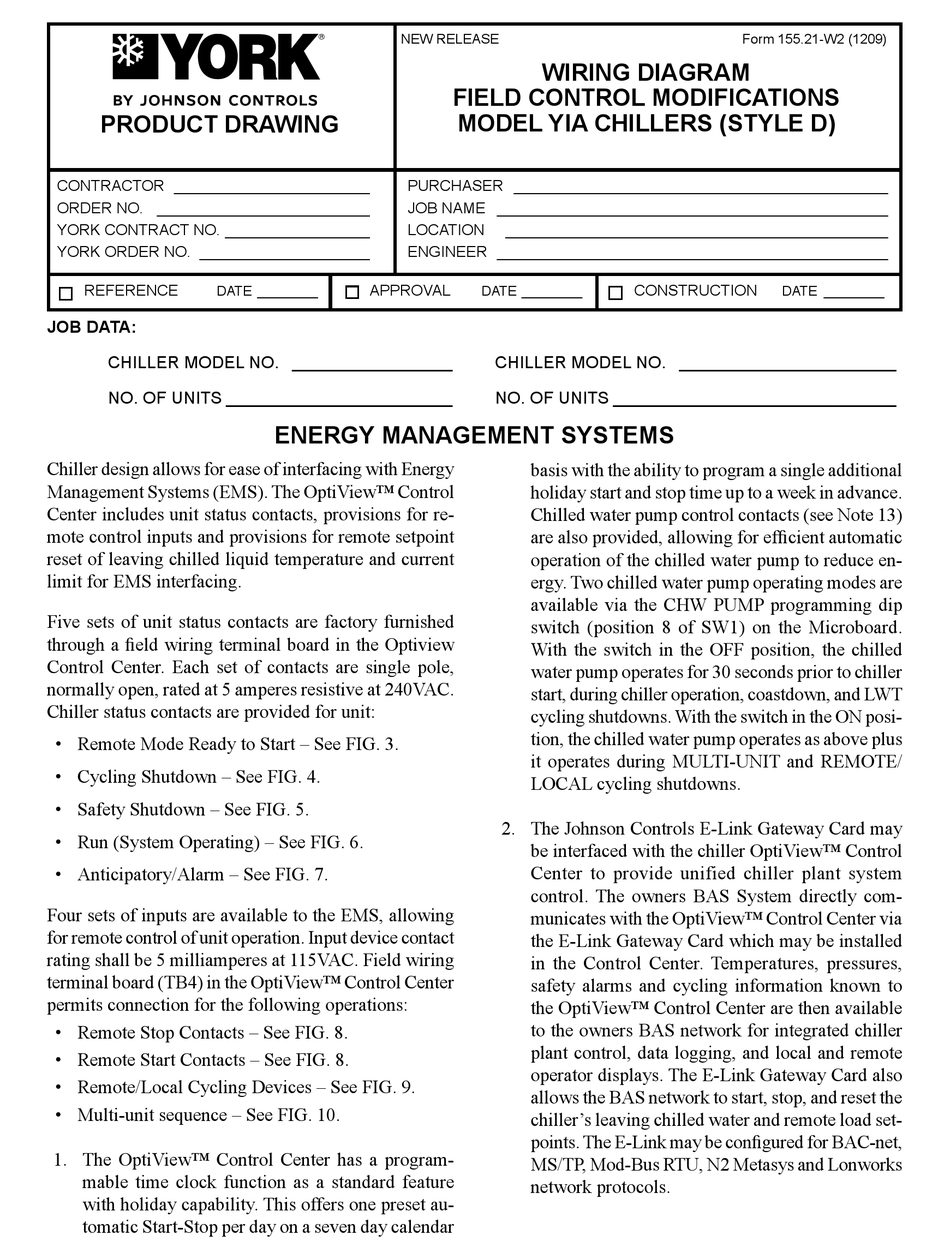 JOHNSON CONTROLS YORK YIA SERIES WIRING DIAGRAM Pdf Download | ManualsLib  York Ypc Control Panel Wiring Diagram    ManualsLib