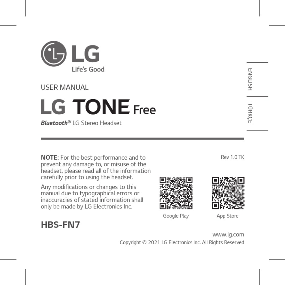 LG Tone Free HBS-FN7 User Manual 
