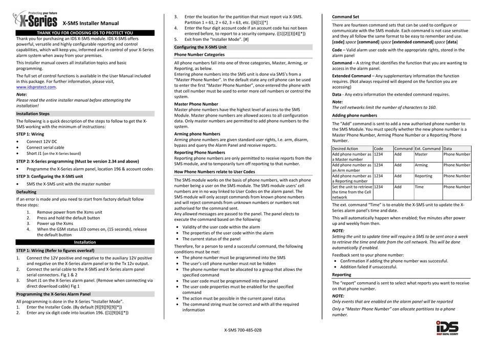 IDS X SERIES INSTALLER MANUAL Pdf Download | ManualsLib