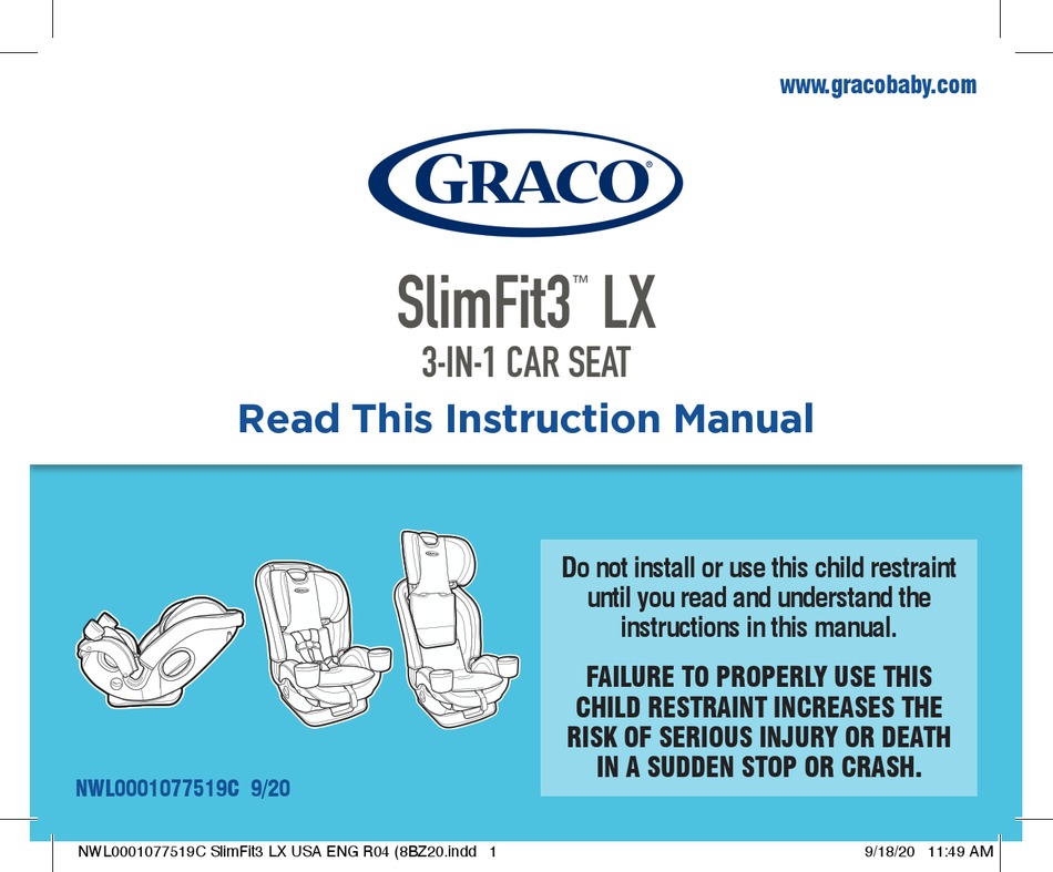 GRACO SLIMFIT3 LX INSTRUCTION MANUAL Pdf Download ManualsLib