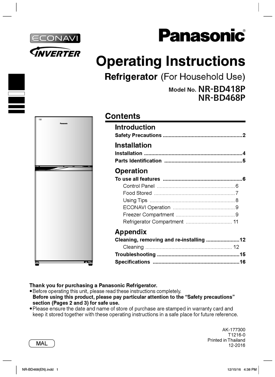 Panasonic Nr Bd418p Operating Instructions Manual Pdf Download Manualslib