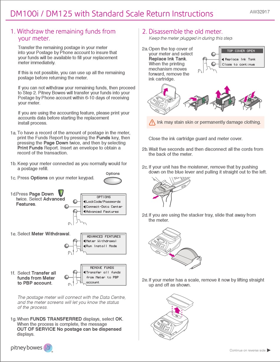 PITNEY BOWES DM100I RETURN INSTRUCTIONS Pdf Download | ManualsLib