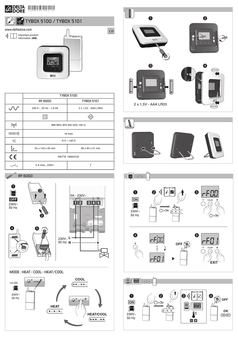 Delta Dore Tybox 33 Mode D Emploi DELTA DORE TYBOX 5100 QUICK START MANUAL Pdf Download | ManualsLib