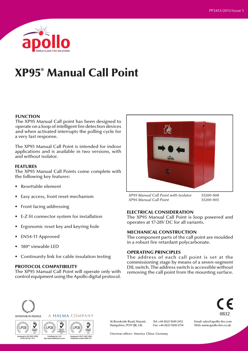 APOLLO XP95 QUICK START MANUAL Pdf Download ManualsLib