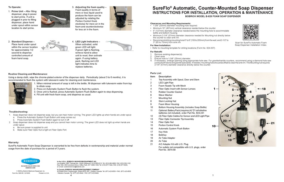 BOBRICK B828 INSTRUCTIONS FOR INSTALLATION Pdf Download ManualsLib