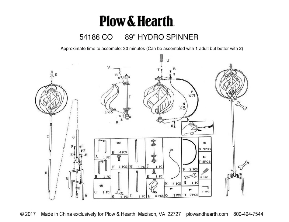 PLOW & HEARTH 54186 ASSEMBLY INSTRUCTIONS Pdf Download | ManualsLib