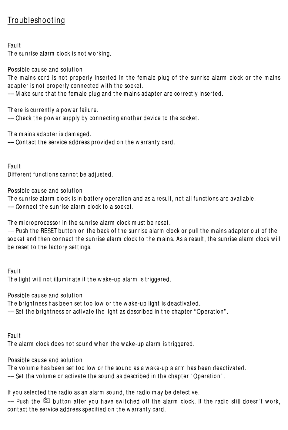 SEMPRE SUNRISE TROUBLESHOOTING Pdf Download ManualsLib