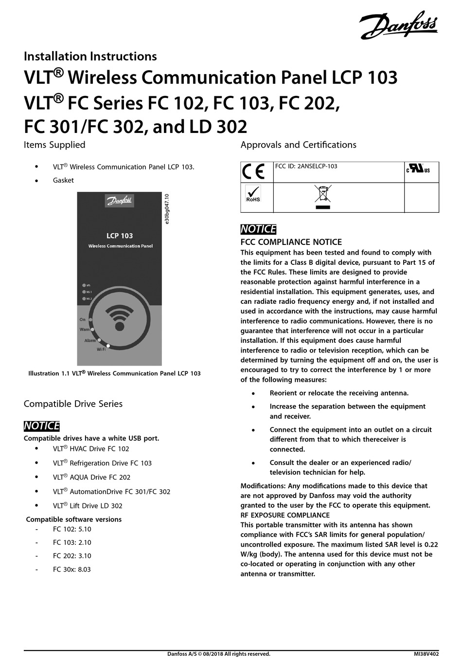 DANFOSS VLT FC SERIES INSTALLATION INSTRUCTIONS MANUAL Pdf Download