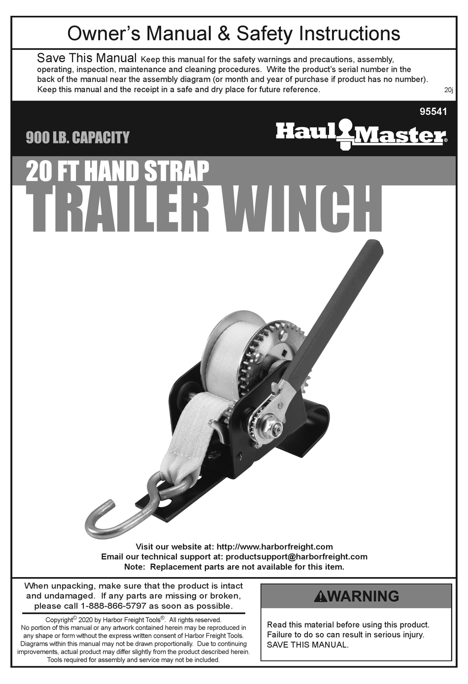 HAUL MASTER 95541 OWNER'S MANUAL & SAFETY INSTRUCTIONS Pdf Download