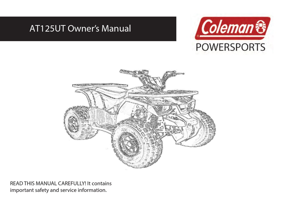 COLEMAN POWERSPORTS AT125UT OWNER'S MANUAL Pdf Download ManualsLib