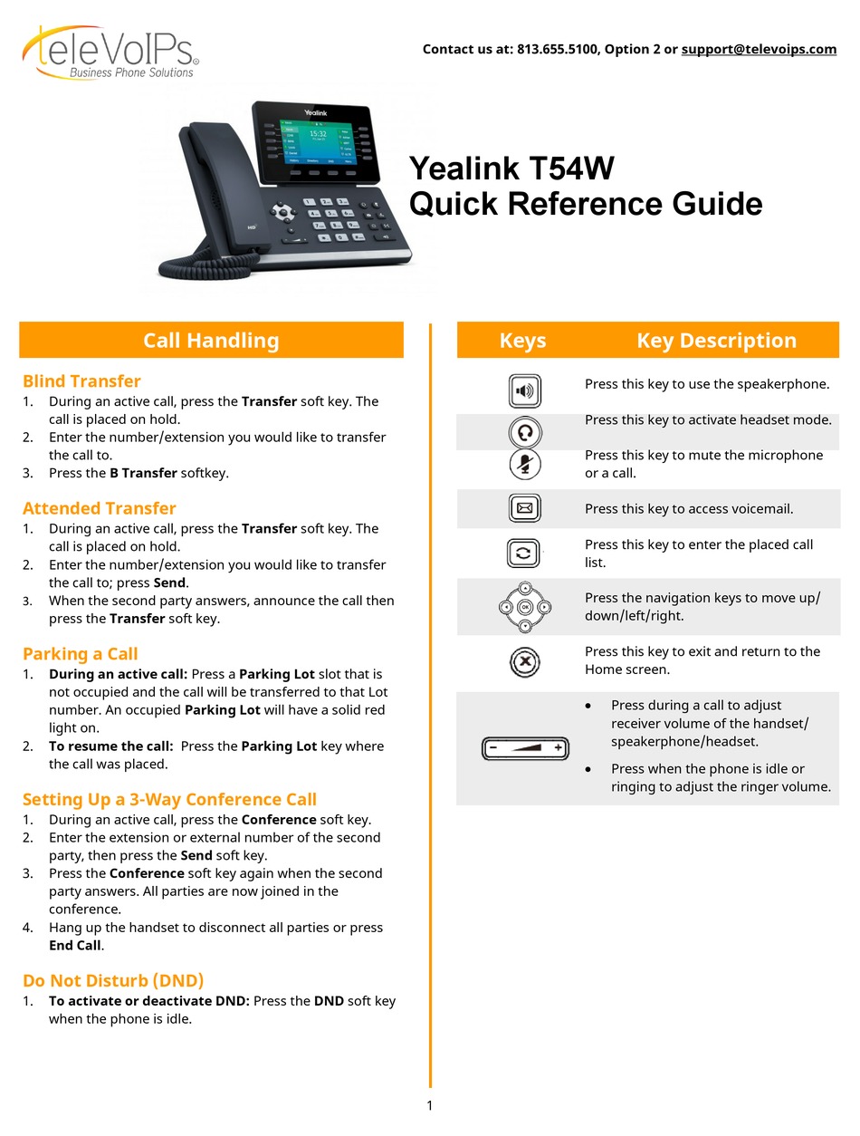 YEALINK T54W QUICK REFERENCE MANUAL Pdf Download ManualsLib