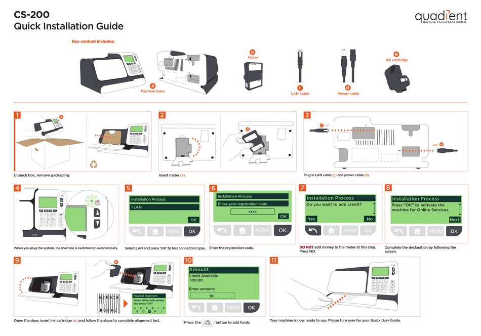 QUADIENT CS200 QUICK INSTALLATION MANUAL Pdf Download ManualsLib