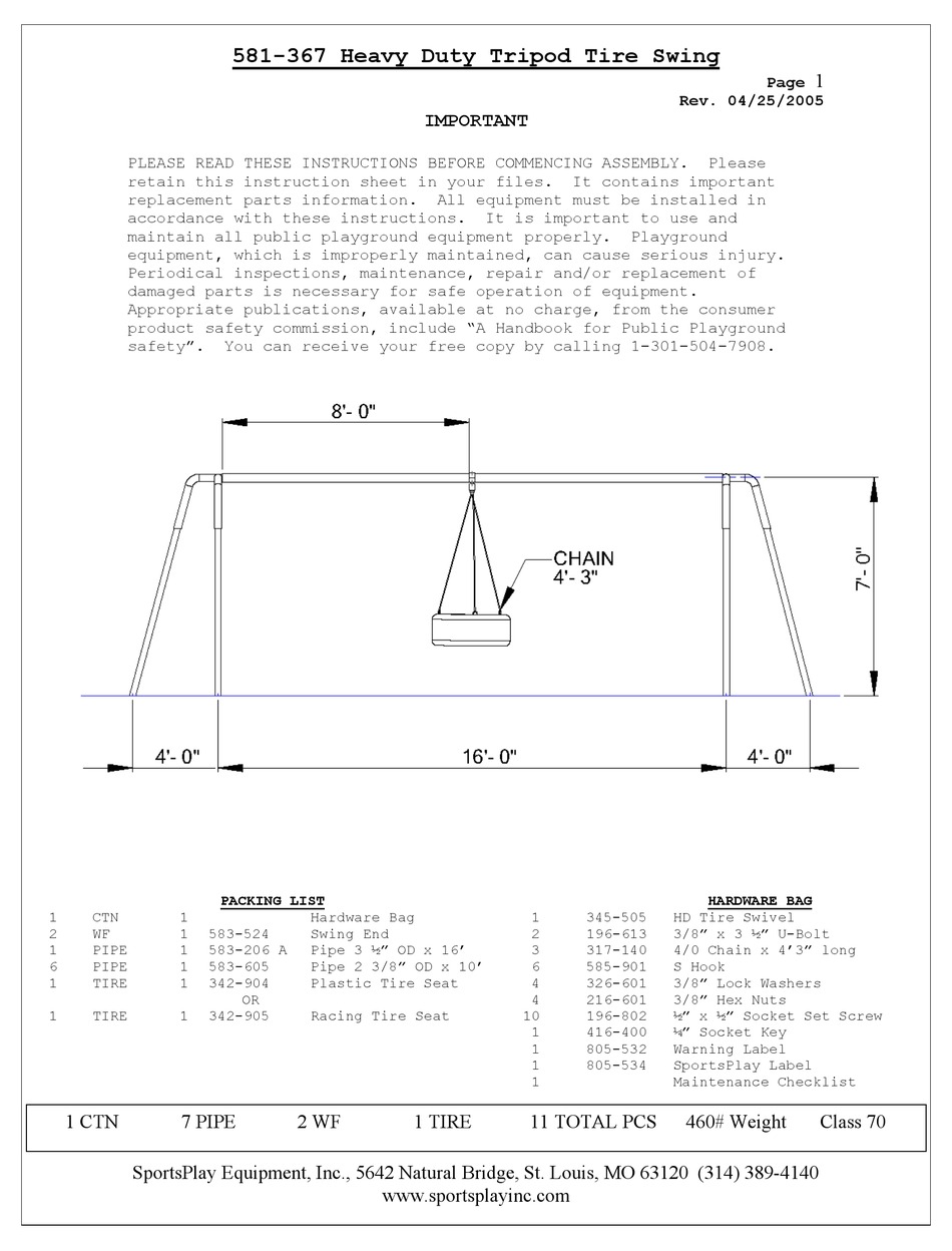 SPORTSPLAY EQUIPMENT 581367 INSTRUCTIONS Pdf Download ManualsLib